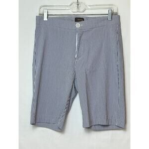Crosby Women's Size 8 Blue White Seersucker Pinstripe Walking Shorts Preppy